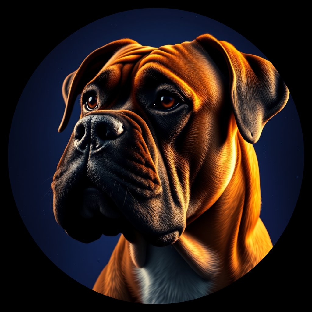 Cosmic medallion portrait of B5-B29-FEMALE-321_B5-B29-FEMALE-321, a Boxer