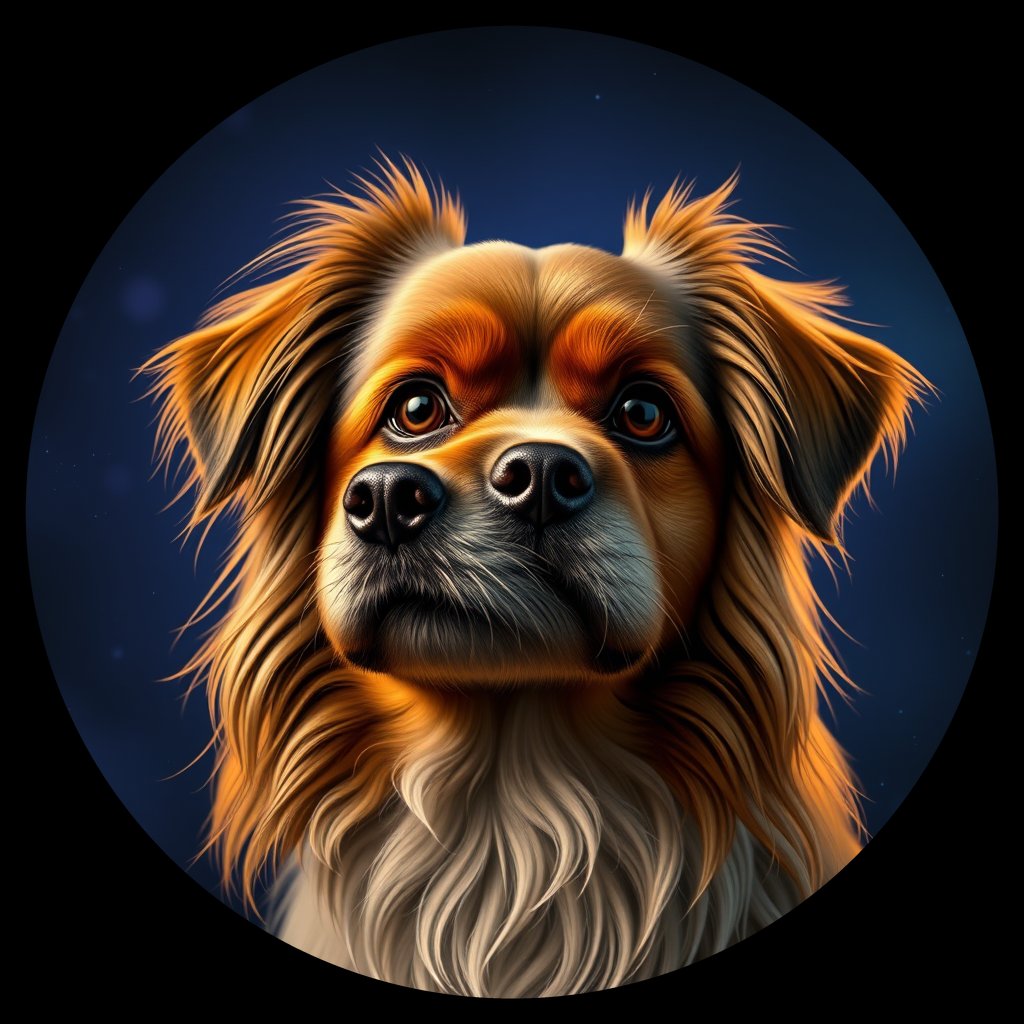 Cosmic medallion portrait of B6-Alissa-TS_B6-Alissa-TS, a Tibetan Spaniel