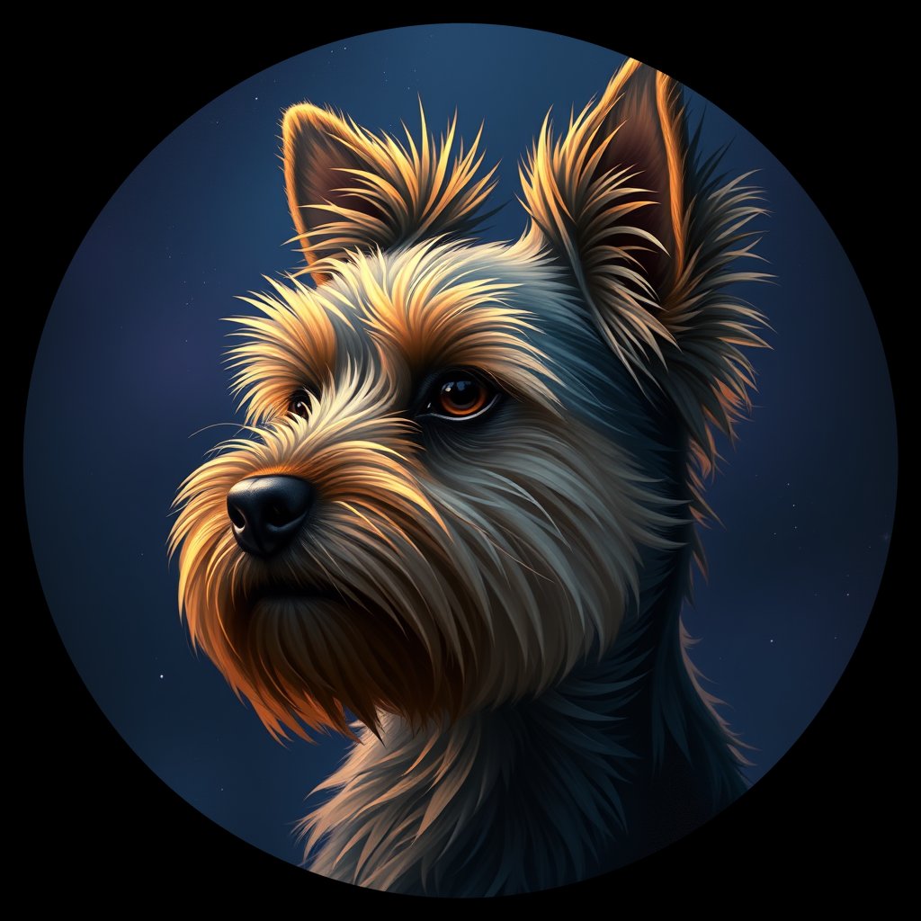 Cosmic medallion portrait of B9-Bentley-Sox-YT_B9-Bentley-Sox-YT, a Yorkshire Terrier