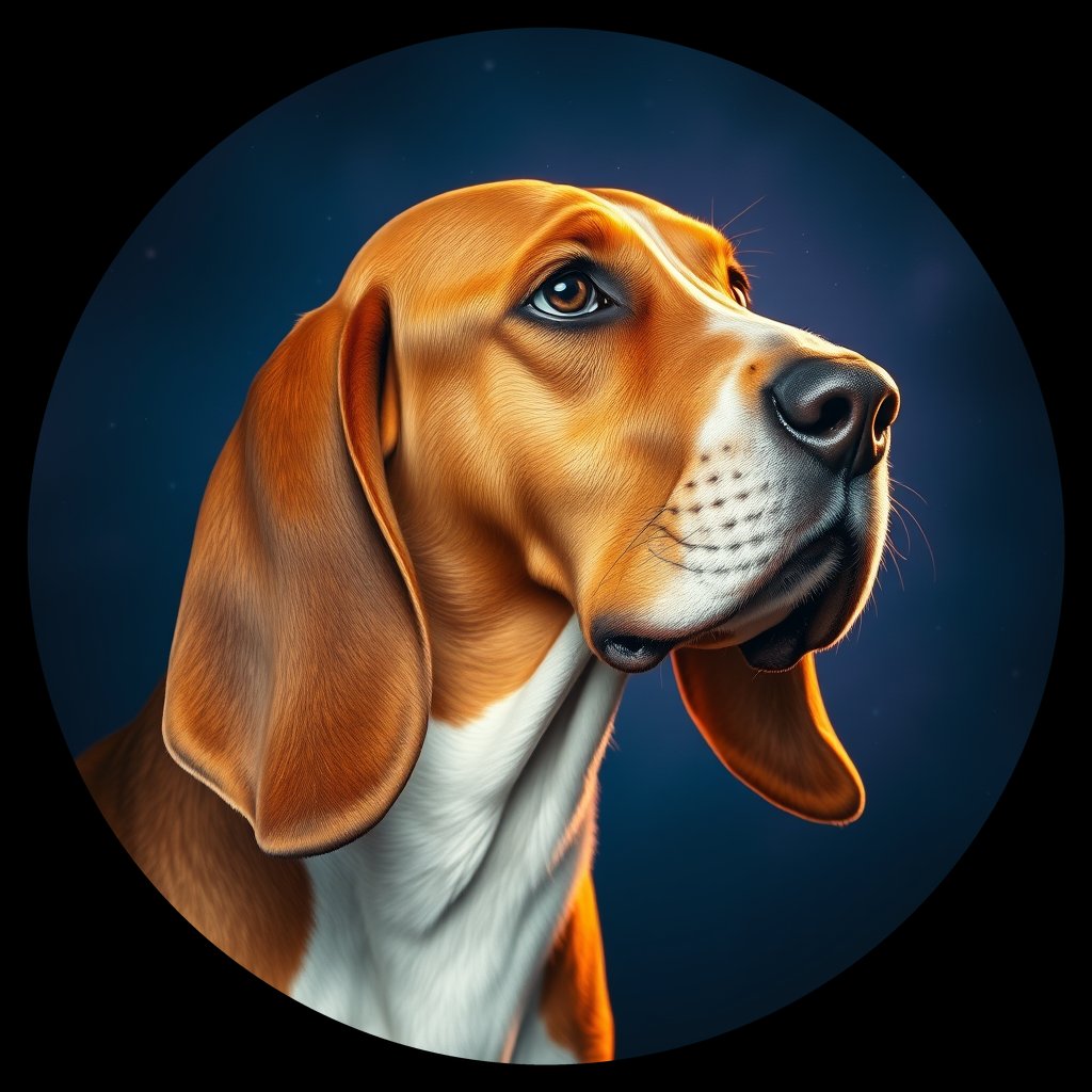 Cosmic medallion portrait of BASS_BASS_10333, a Basset Hound