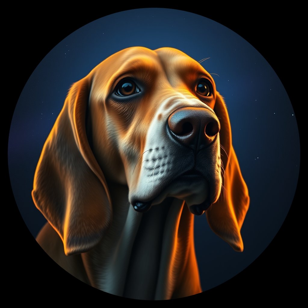 Cosmic medallion portrait of BASS_BASS_10340, a Basset Hound