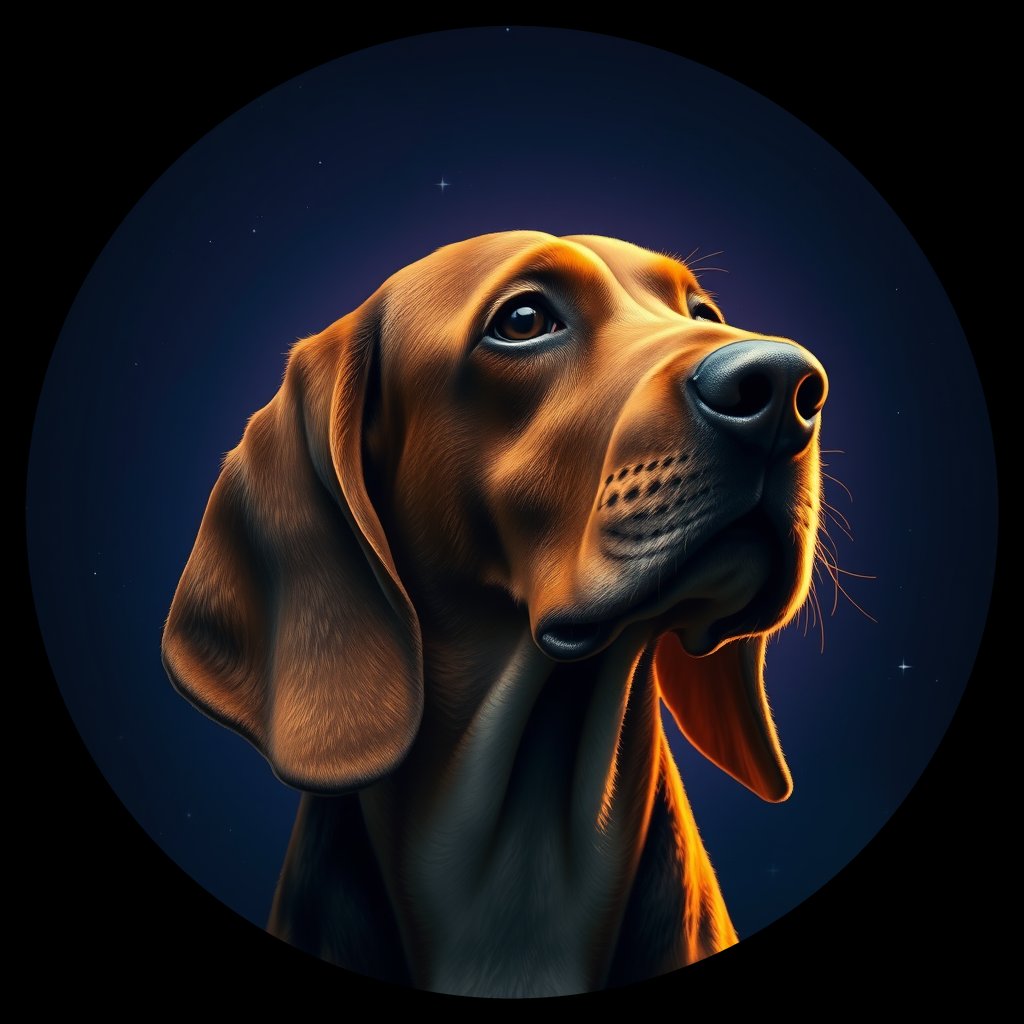 Cosmic medallion portrait of BASS_BASS_10342, a Basset Hound