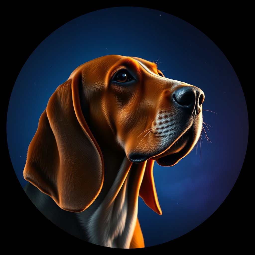 Cosmic medallion portrait of BASS_BASS_10351, a Basset Hound