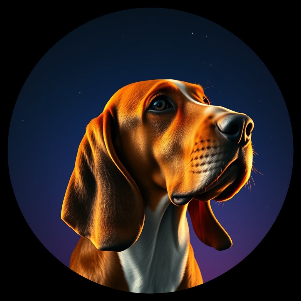 Cosmic medallion portrait of BASS_BASS_10366, a Basset Hound