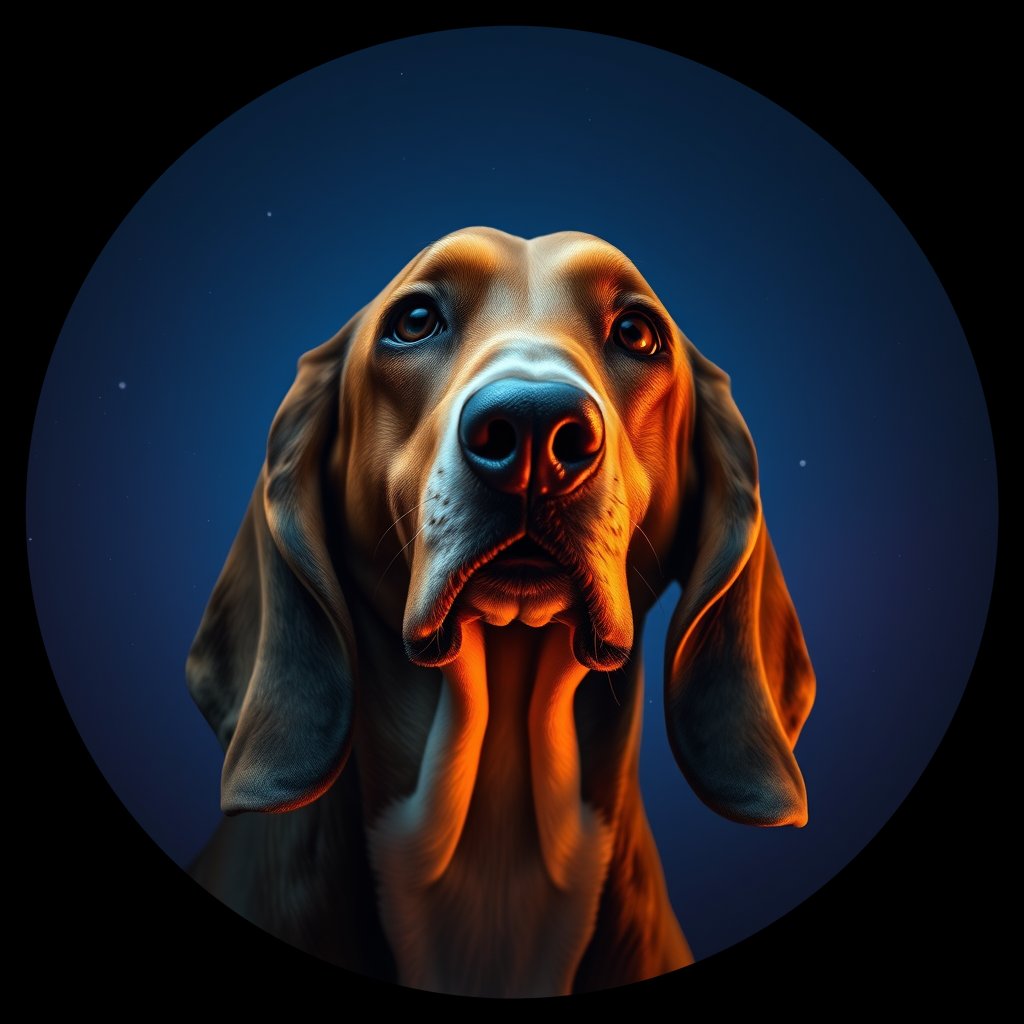 Cosmic medallion portrait of BASS_BASS_10372, a Basset Hound