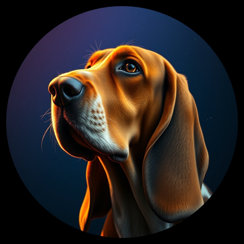 Cosmic medallion portrait of BASS_BASS_10375, a Basset Hound