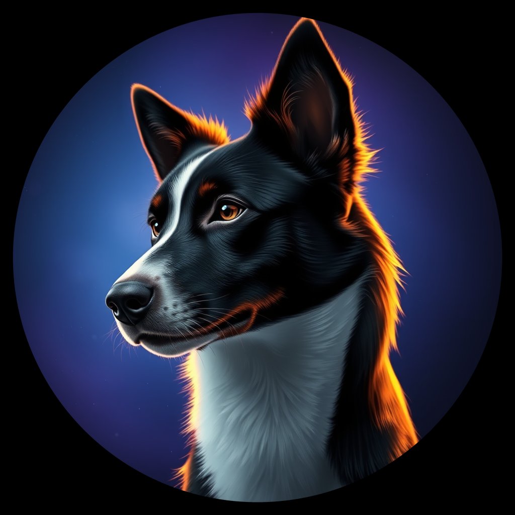 Cosmic medallion portrait of BC_23007_BC_23007, a Border Collie