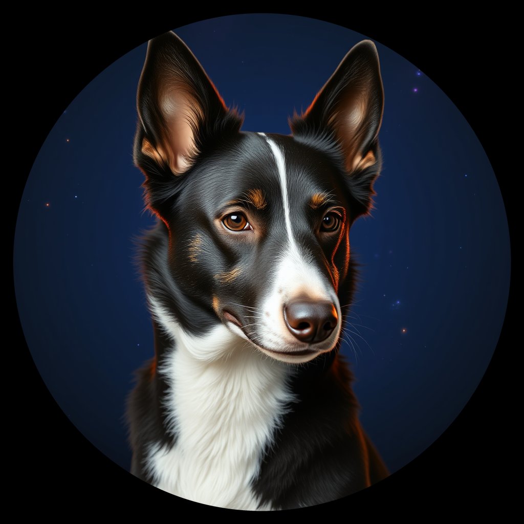 Cosmic medallion portrait of BC_24093_BC_24093, a Border Collie