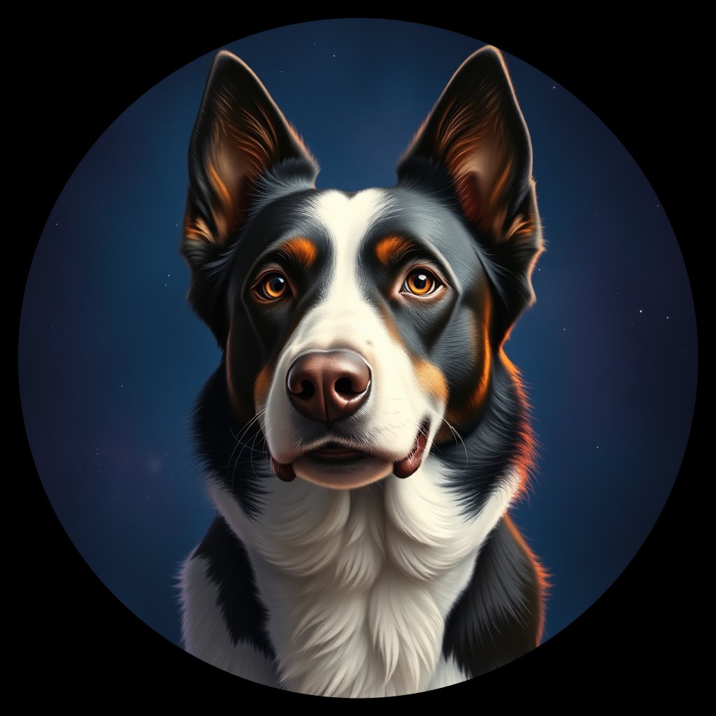 Cosmic medallion portrait of BC_27398_BC_27398, a Border Collie