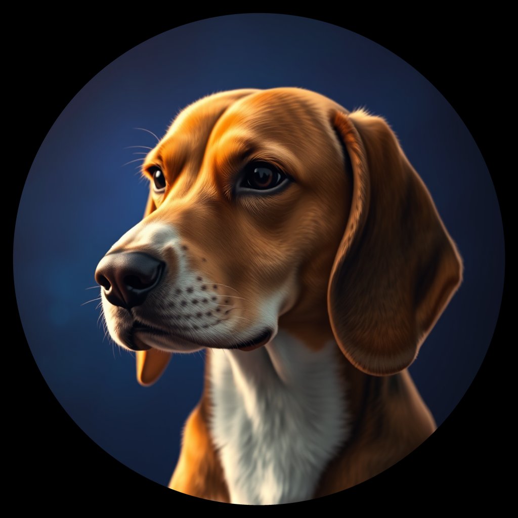 Cosmic medallion portrait of BEAG_BEAG_01327, a Beagle
