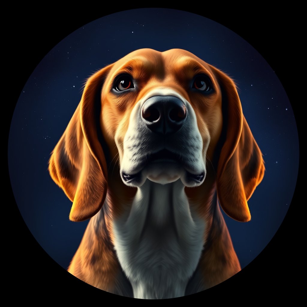 Cosmic medallion portrait of BEAG_BEAG_07862, a Beagle