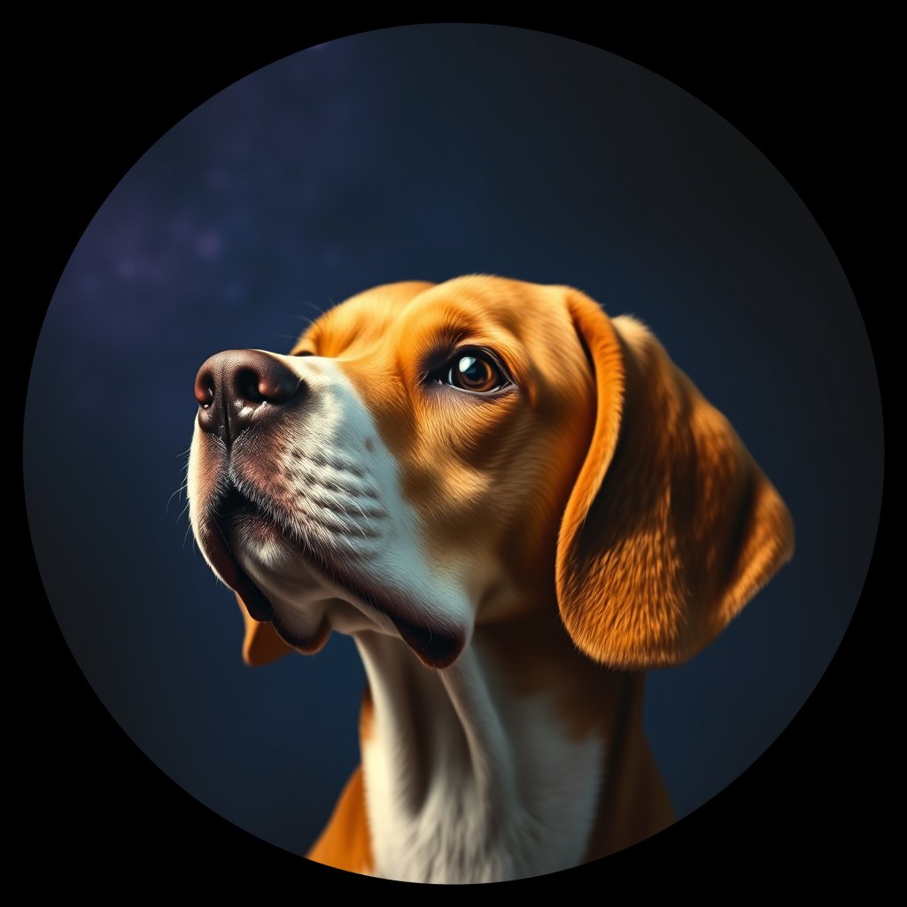 Cosmic medallion portrait of BEAG_BEAG_07870, a Beagle