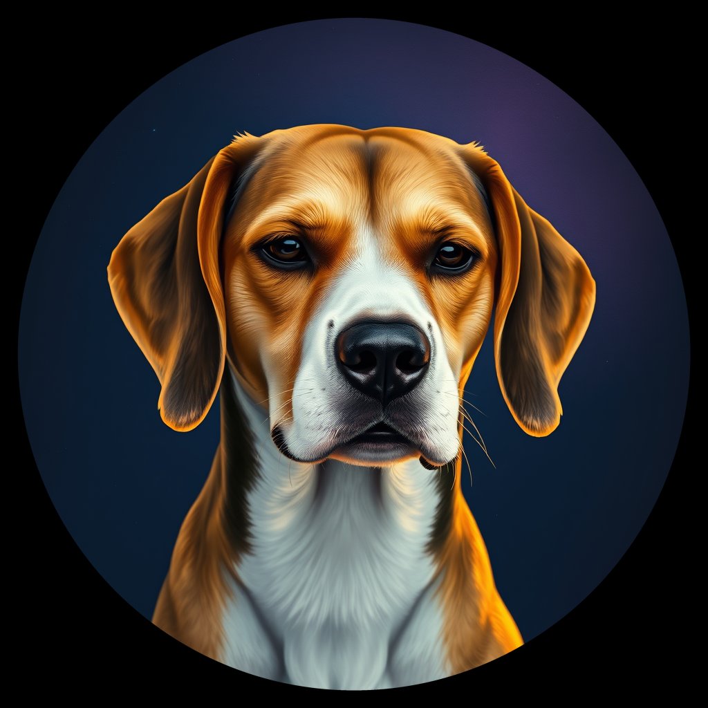 Cosmic medallion portrait of BEAG_BEAG_07907, a Beagle