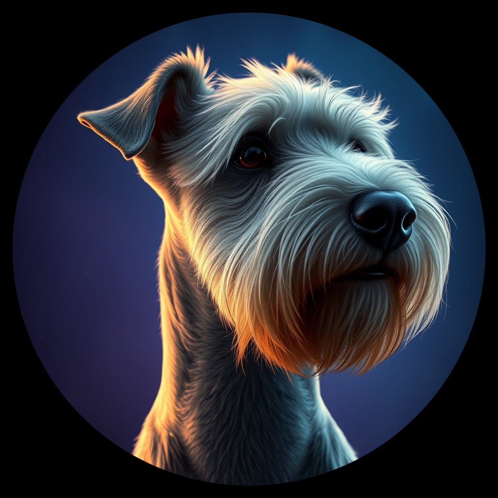 Cosmic medallion portrait of BEDT_BEDT_16B03, a Bedlington Terrier