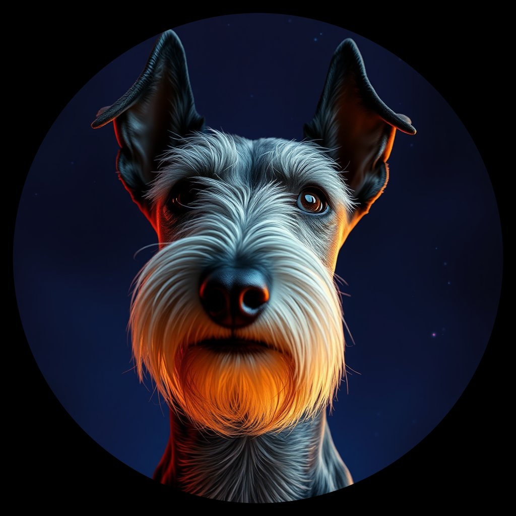 Cosmic medallion portrait of BEDT_BEDT_17A06, a Bedlington Terrier