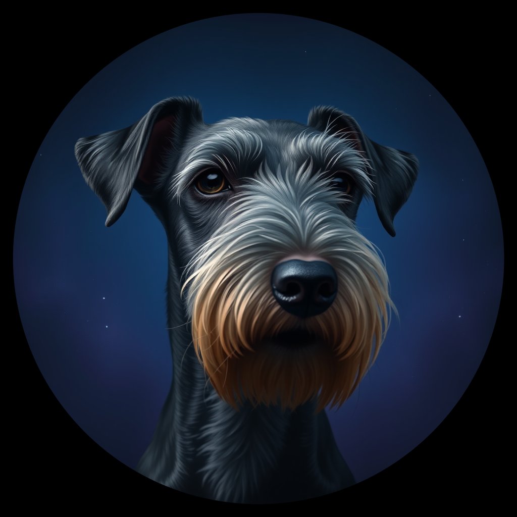 Cosmic medallion portrait of BEDT_BEDT_28909, a Bedlington Terrier