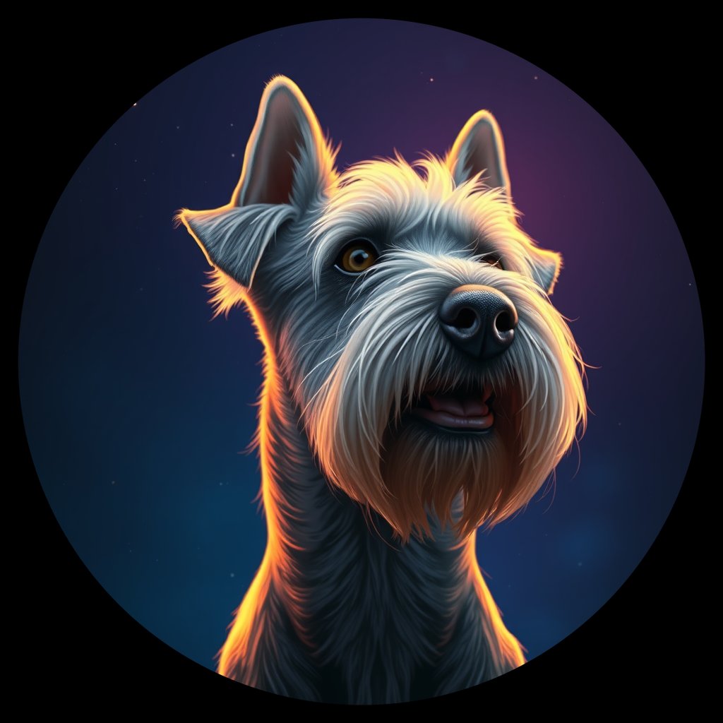 Cosmic medallion portrait of BEDT_BEDT_28915, a Bedlington Terrier