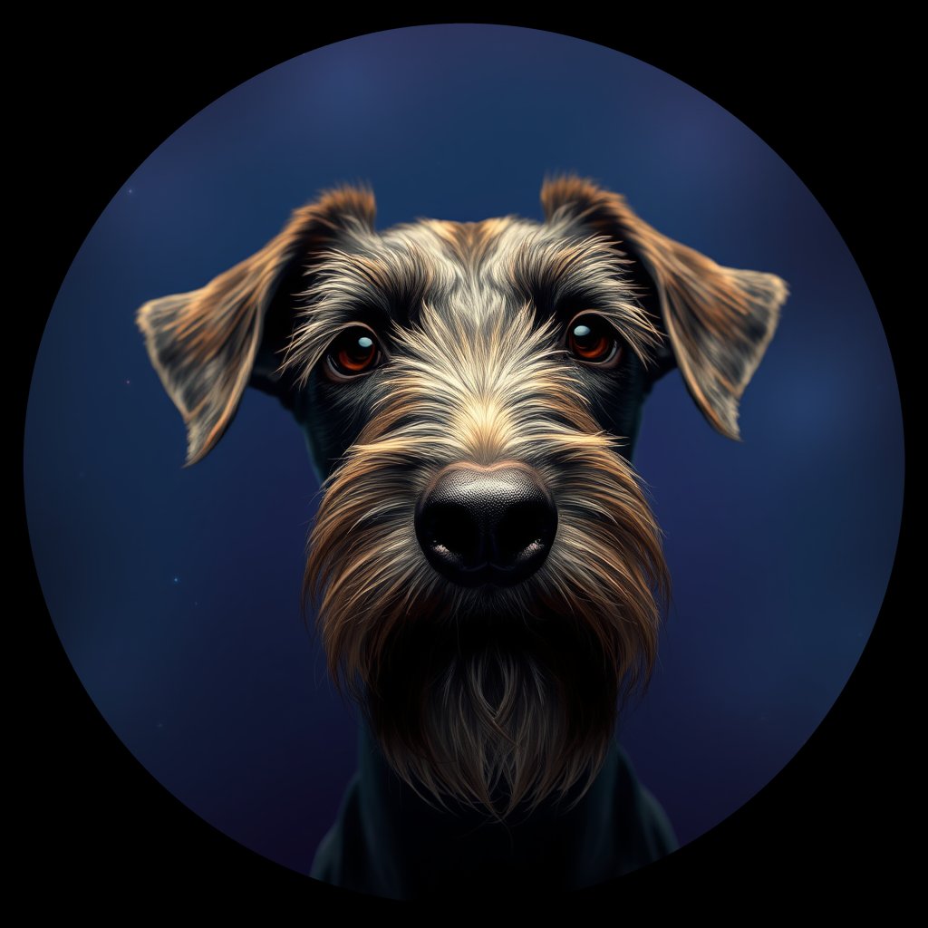 Cosmic medallion portrait of BEDT_BEDT_28916, a Bedlington Terrier
