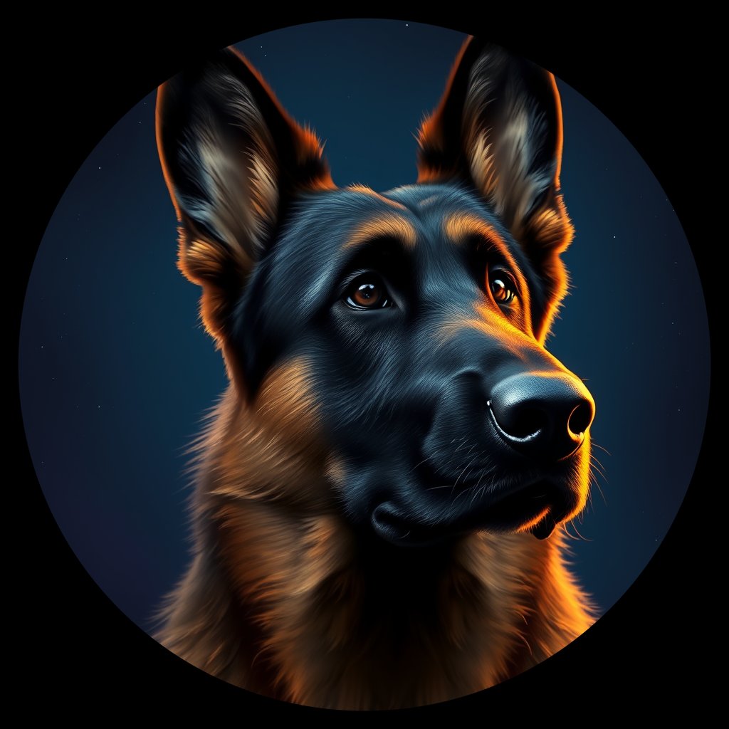 Cosmic medallion portrait of BELS_30646, a Belgian Shepherd