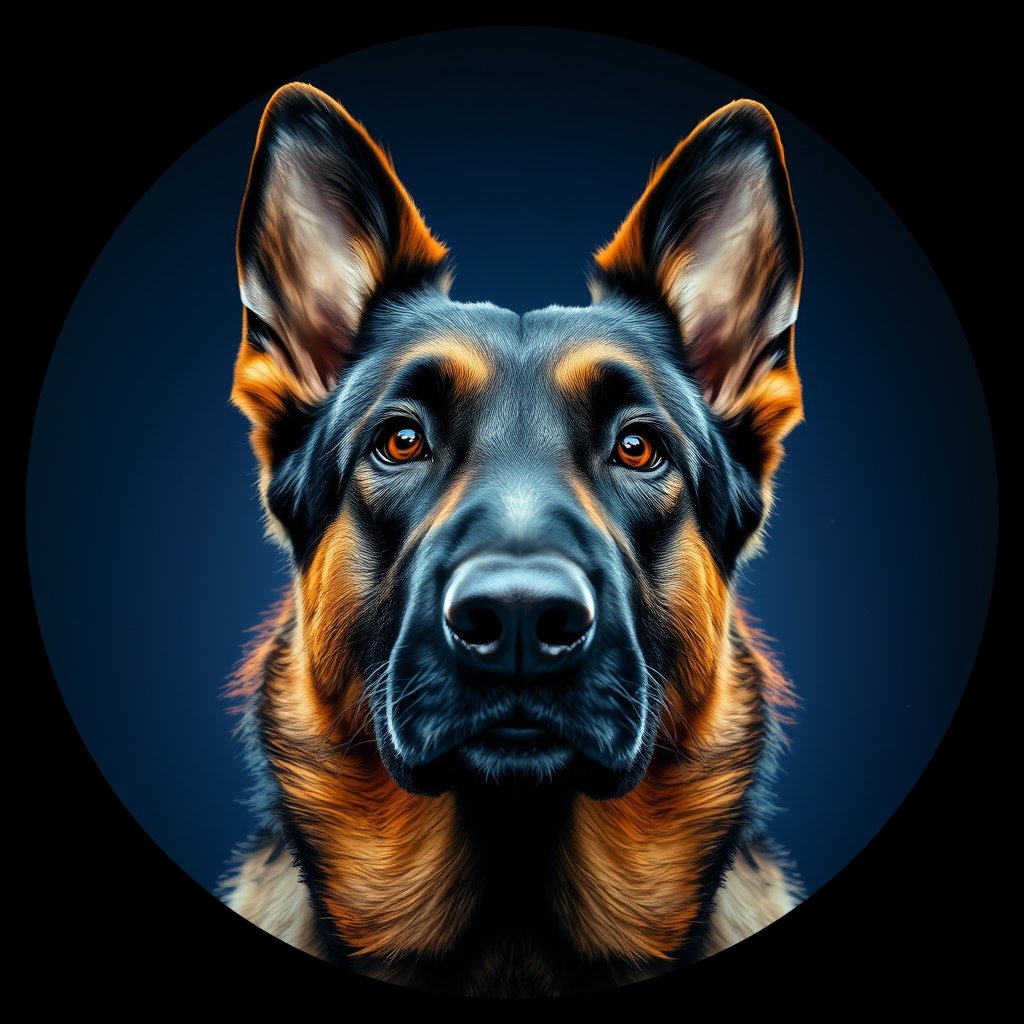 Cosmic medallion portrait of BELS_34163, a Belgian Shepherd