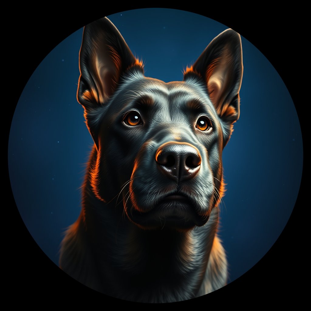 Cosmic medallion portrait of BELS_BELS_22739, a Belgian Sheepdog