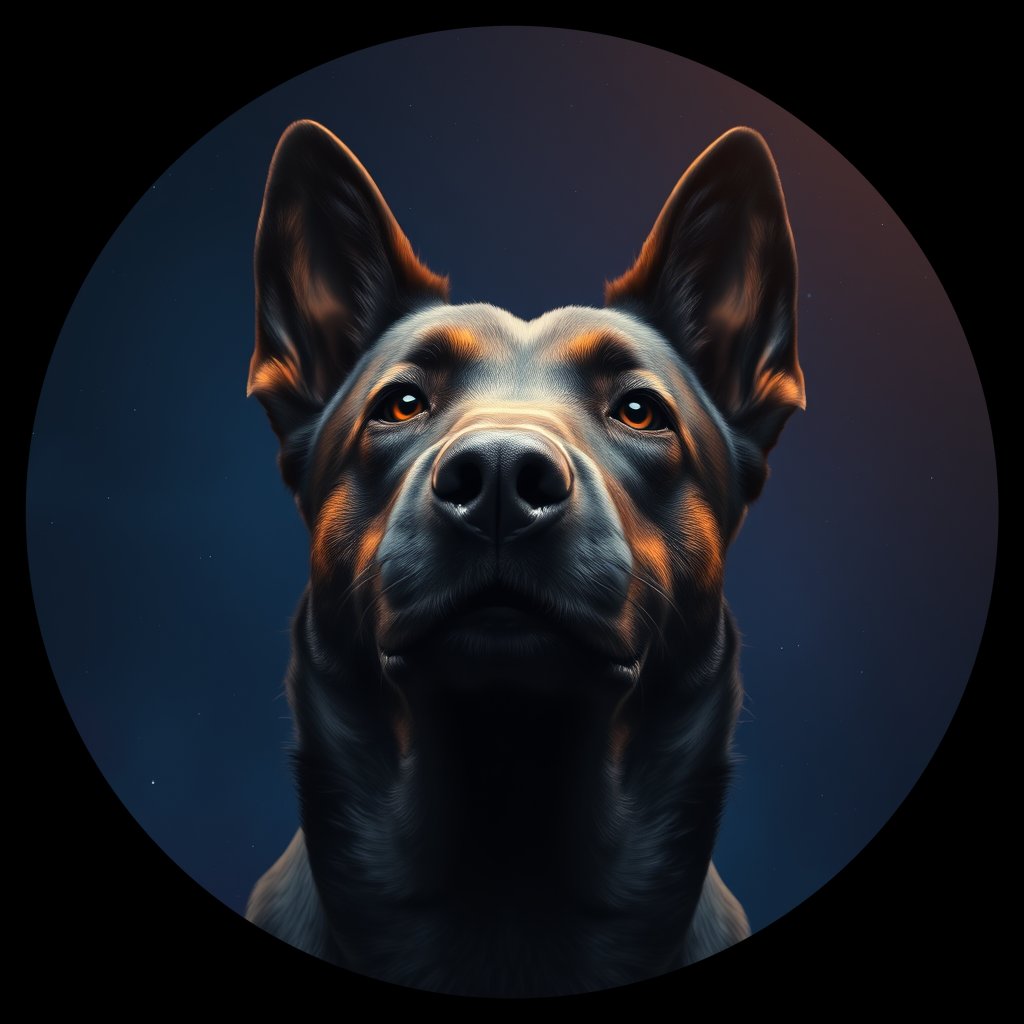 Cosmic medallion portrait of BELS_BELS_24606, a Belgian Sheepdog