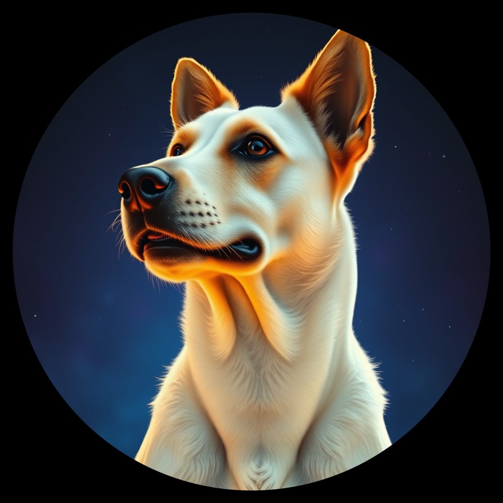 Cosmic medallion portrait of BELS_BELS_27485, a Belgian Sheepdog
