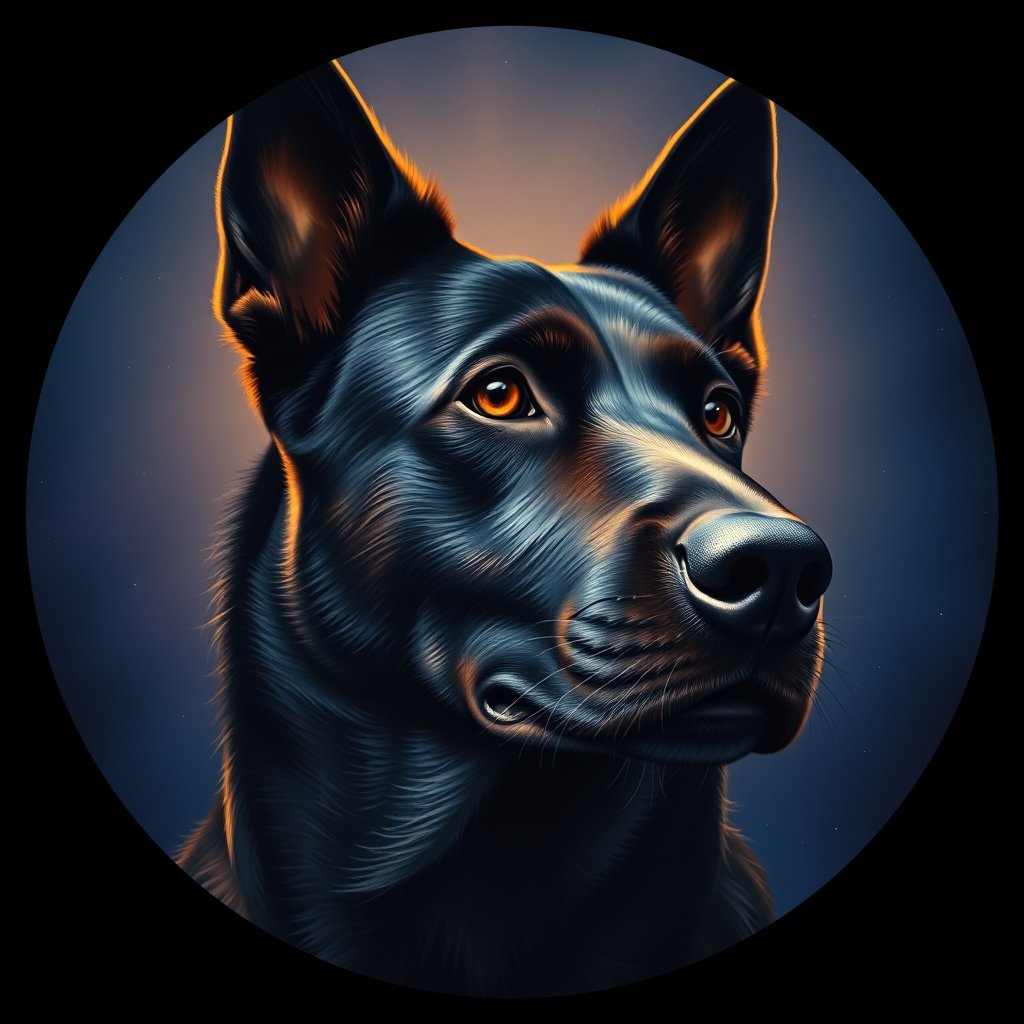 Cosmic medallion portrait of BELS_BELS_28292, a Belgian Sheepdog