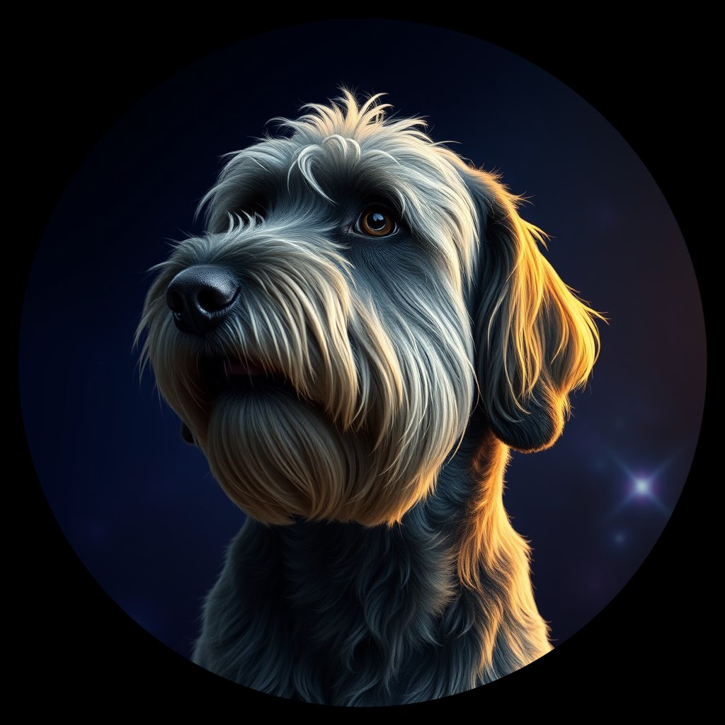 Cosmic medallion portrait of BERD_BERD_25G02, a Bergamasco