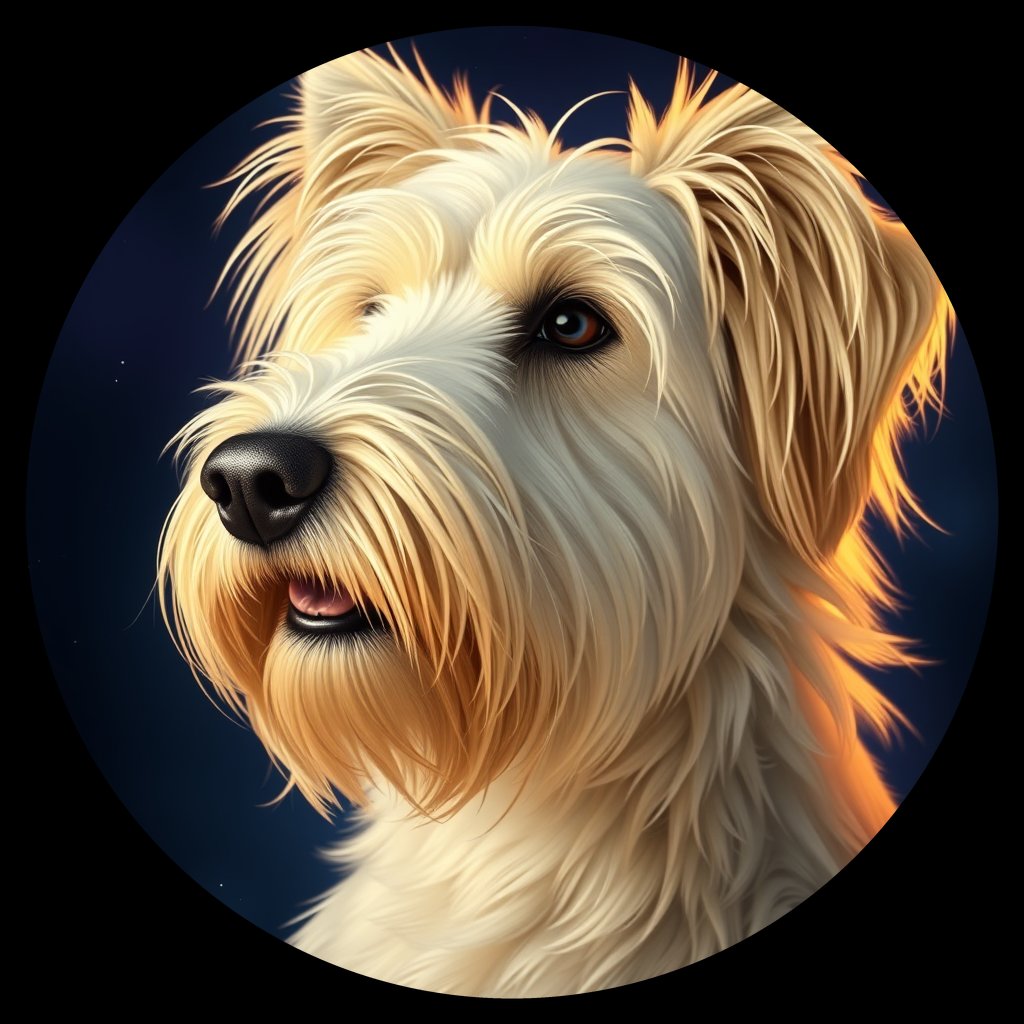 Cosmic medallion portrait of BERD_BERD_34H11, a Bergamasco