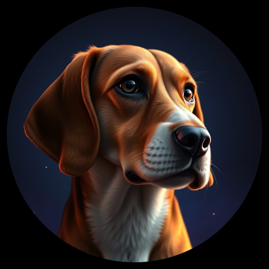 Cosmic medallion portrait of BE_13737_BE_13737, a Beagle