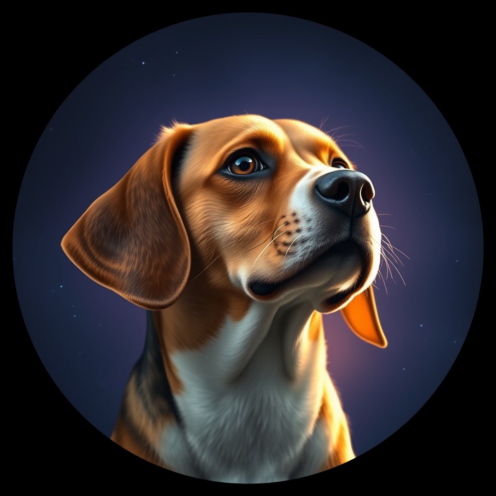 Cosmic medallion portrait of BE_29160_BE_29160, a Beagle