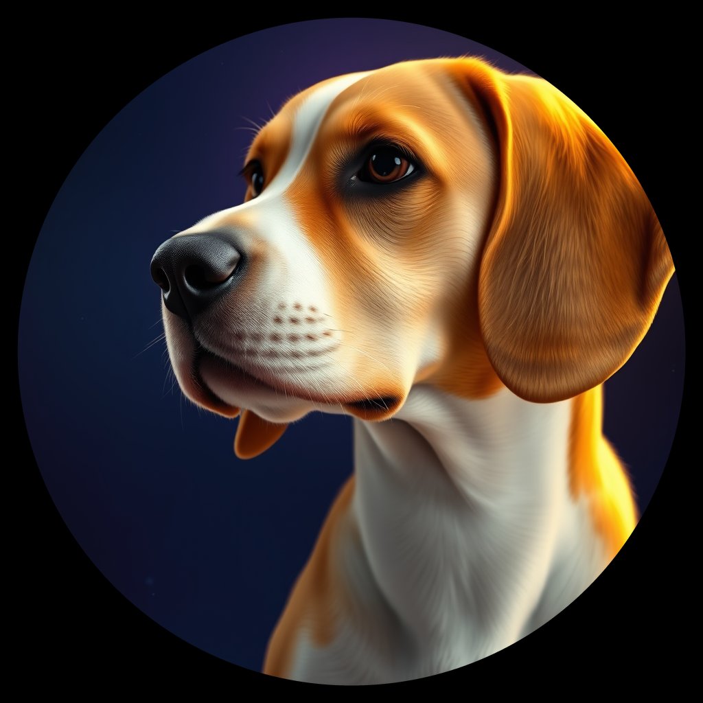 Cosmic medallion portrait of BE_34005_BE_34005, a Beagle