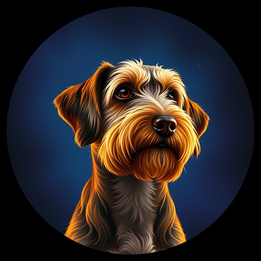 Cosmic medallion portrait of BGVP_29686_BGVP_29686, a Petit Basset Griffon Vendeen