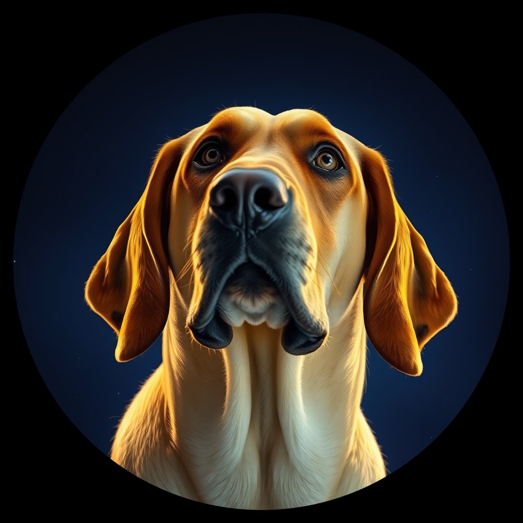 Cosmic medallion portrait of BH_32591_BH_32591, a Bloodhound