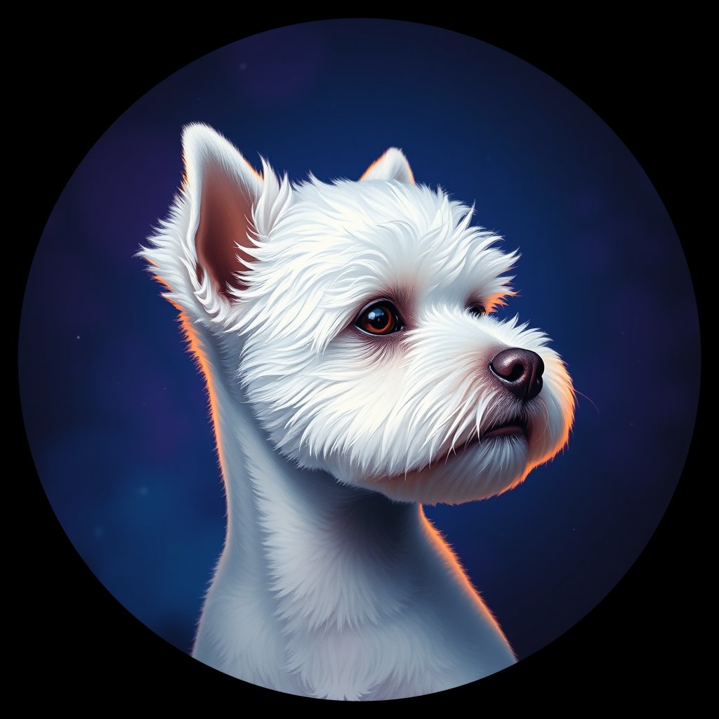 Cosmic medallion portrait of BICH_BICH_12A06, a Bichon Frise