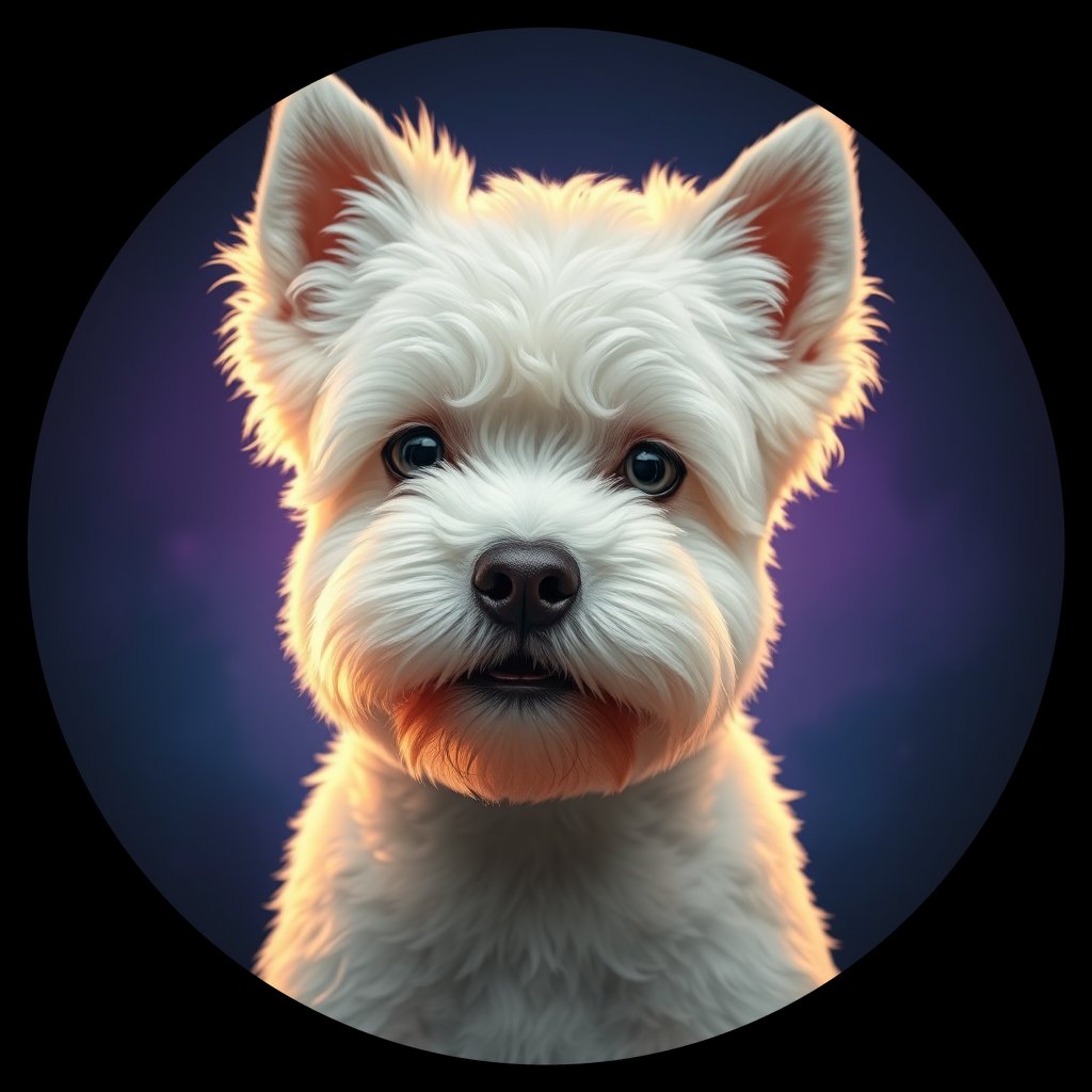 Cosmic medallion portrait of BICH_BICH_12E05, a Bichon Frise