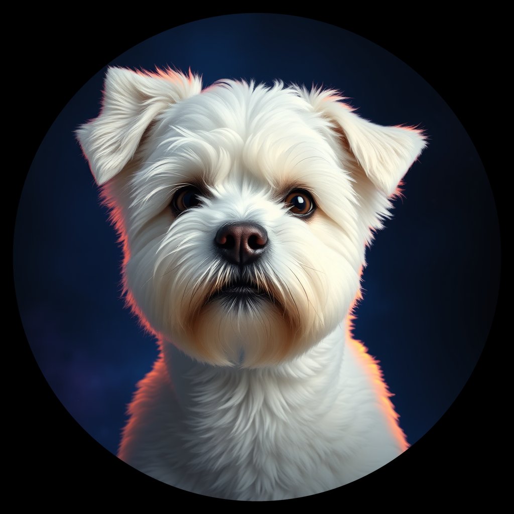 Cosmic medallion portrait of BICH_BICH_13C10, a Bichon Frise