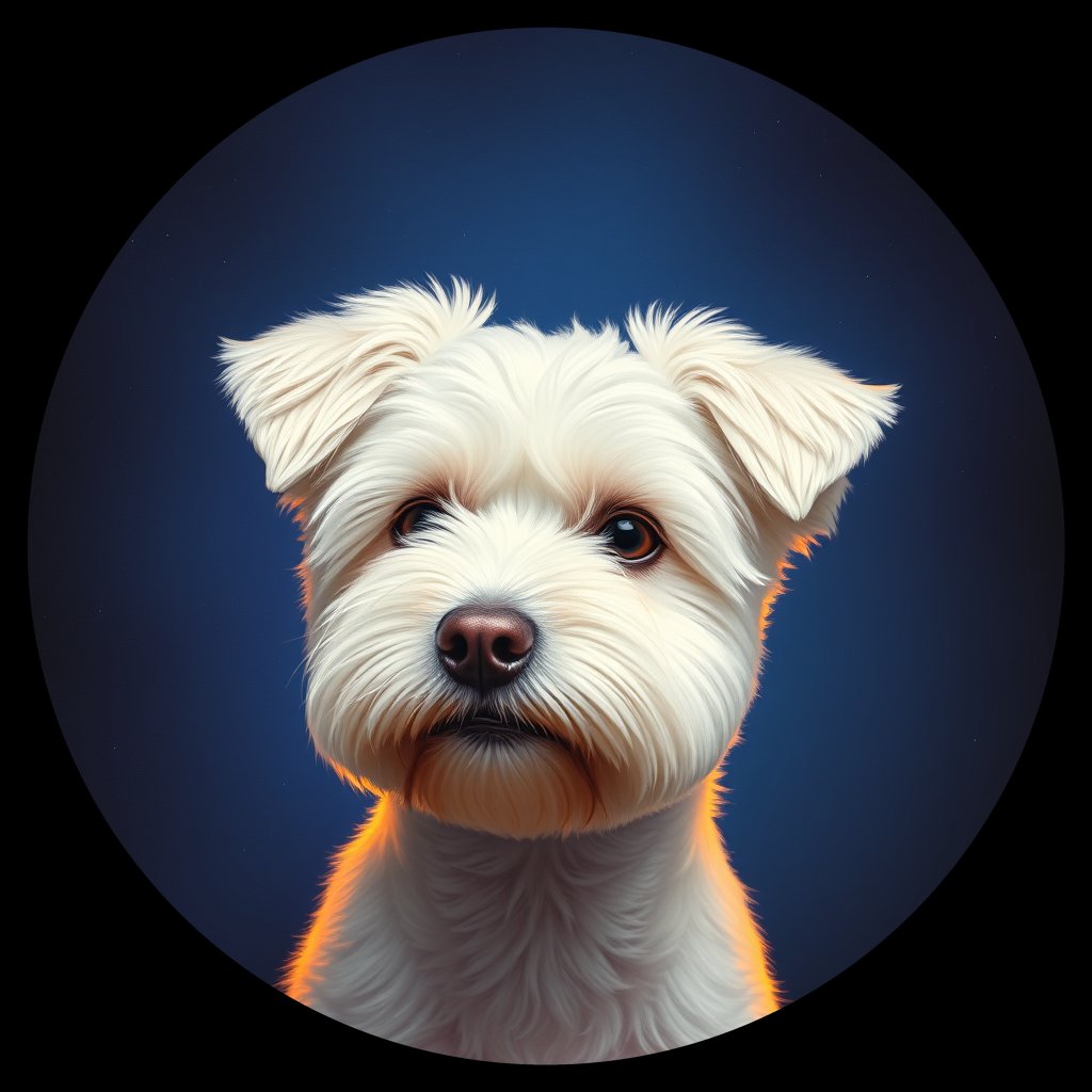 Cosmic medallion portrait of BICH_BICH_13E09, a Bichon Frise