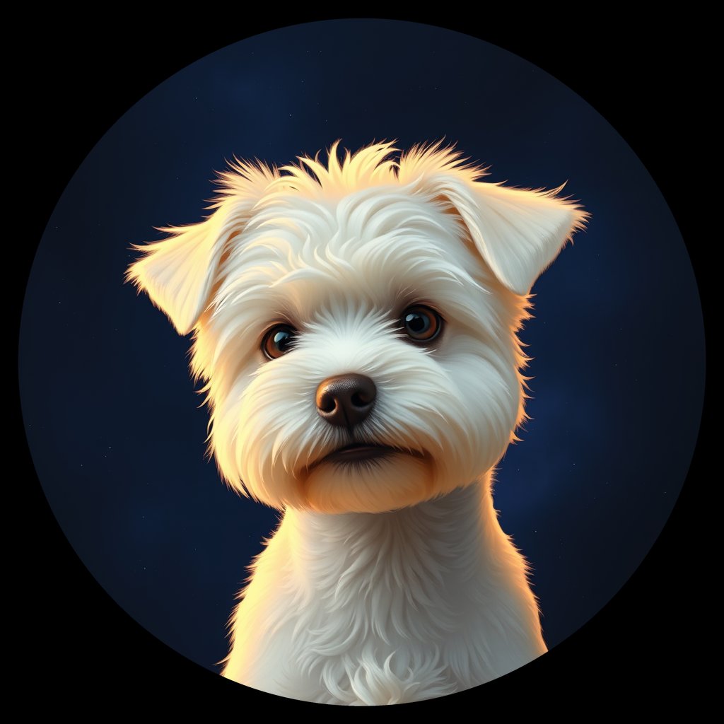 Cosmic medallion portrait of BICH_BICH_13G11, a Bichon Frise