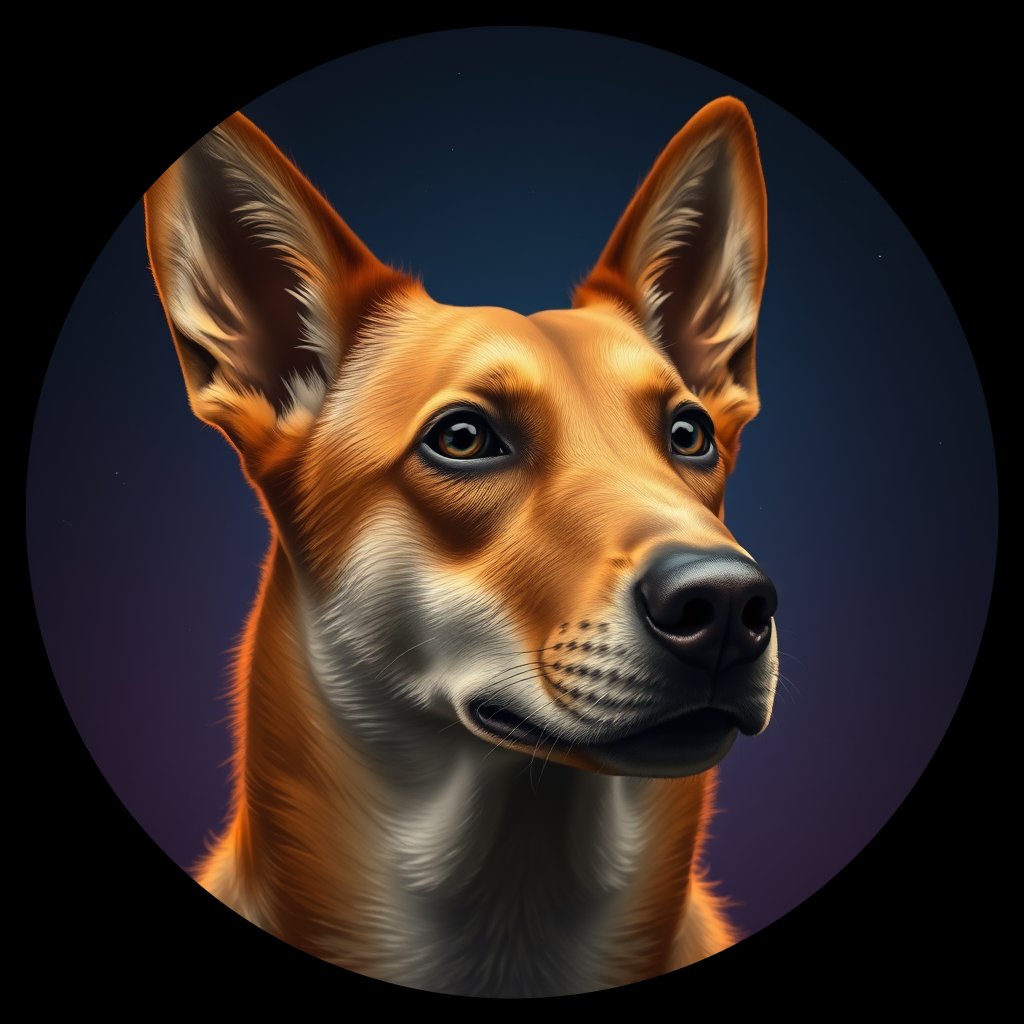 Cosmic medallion portrait of BIGDESERT_cd274, a Dingo Bigdesert