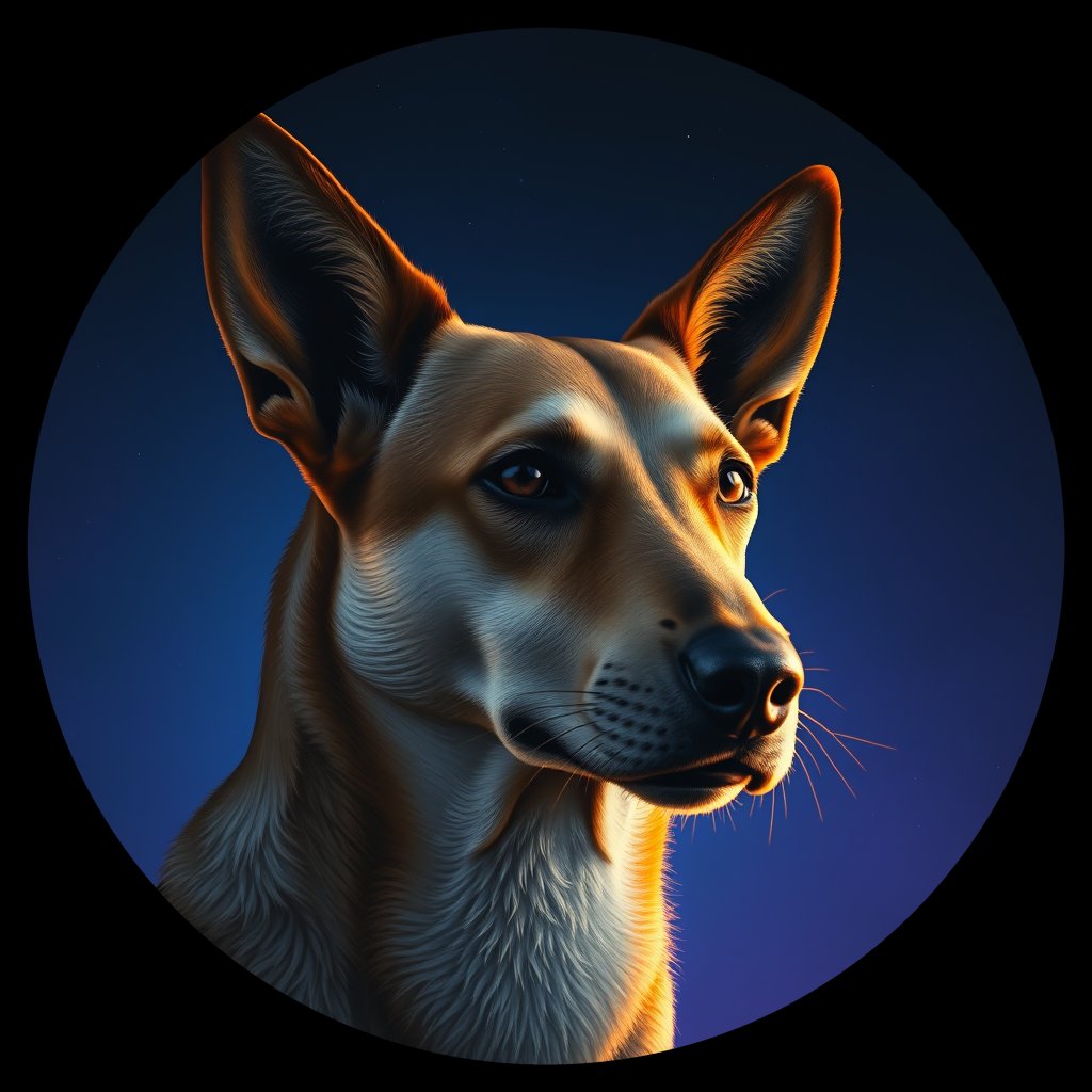 Cosmic medallion portrait of BIGDESERT_cd276, a Dingo Bigdesert
