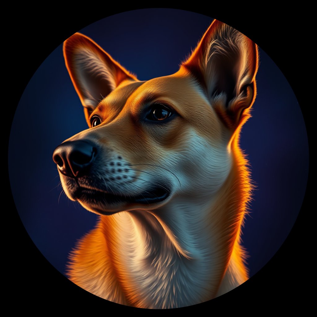 Cosmic medallion portrait of BIGDESERT_cd339, a Dingo Bigdesert
