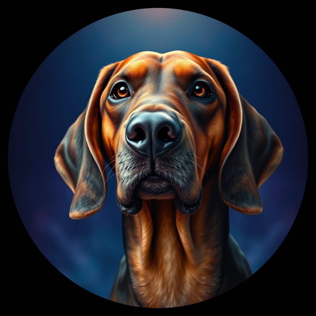 Cosmic medallion portrait of BLDH_BLDH_11437, a Bloodhound