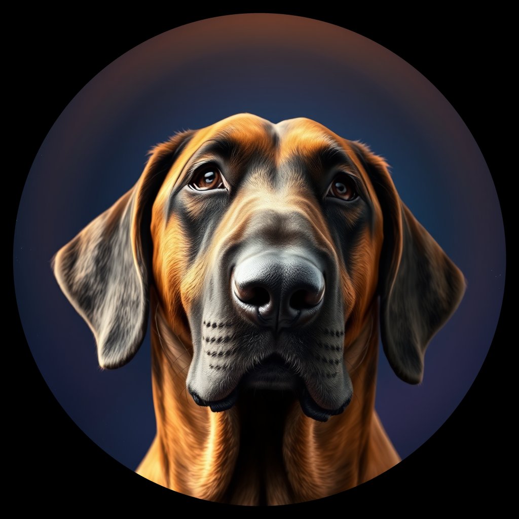 Cosmic medallion portrait of BLDH_BLDH_28398, a Bloodhound