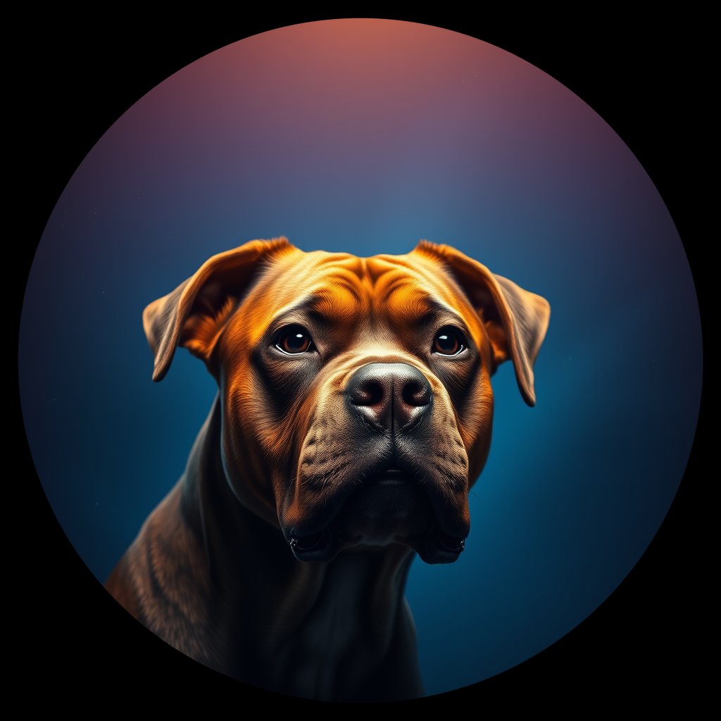 Cosmic medallion portrait of BOER_BOER_22A07, a Boerboel