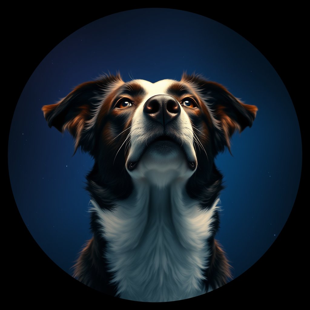 Cosmic medallion portrait of BORD_33892, a Border Collie
