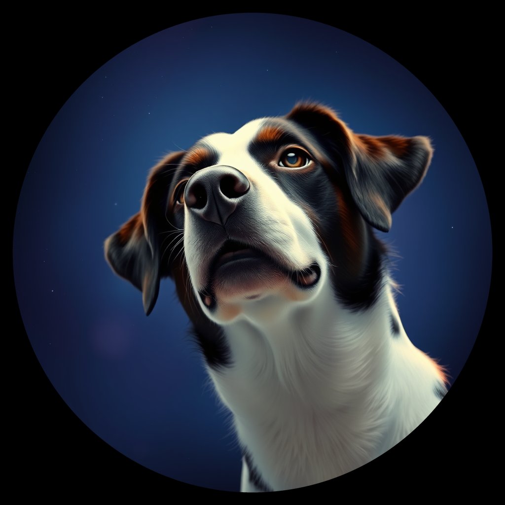 Cosmic medallion portrait of BORD_33899, a Border Collie