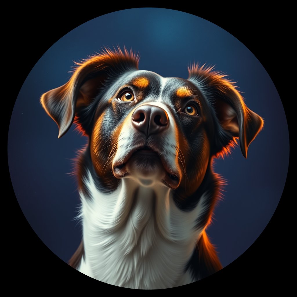 Cosmic medallion portrait of BORD_33912, a Border Collie