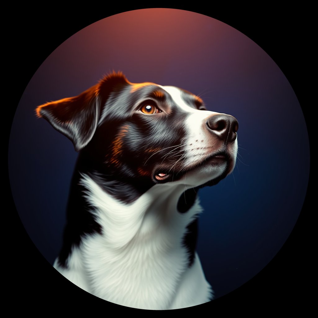 Cosmic medallion portrait of BORD_33994, a Border Collie
